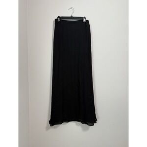 St. John Evening Marie Gray Sz 10 Black Sequin Detail Slit Sides Maxi Skirt Silk